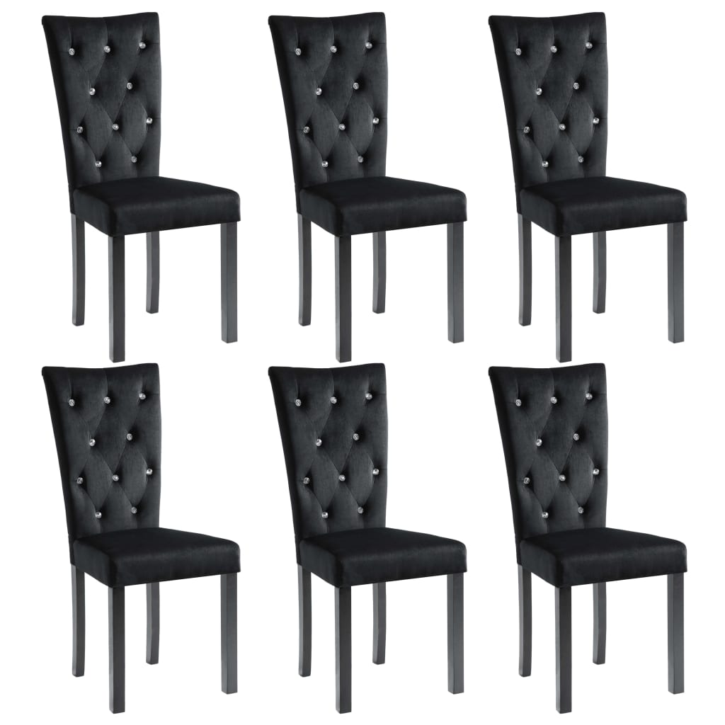 Chaises à manger lot de 6 noir velours