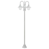 Lampadaire de jardin E27 220 cm Aluminium 3 lanternes Blanc