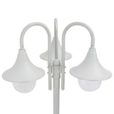 Lampadaire de jardin E27 220 cm Aluminium 3 lanternes Blanc