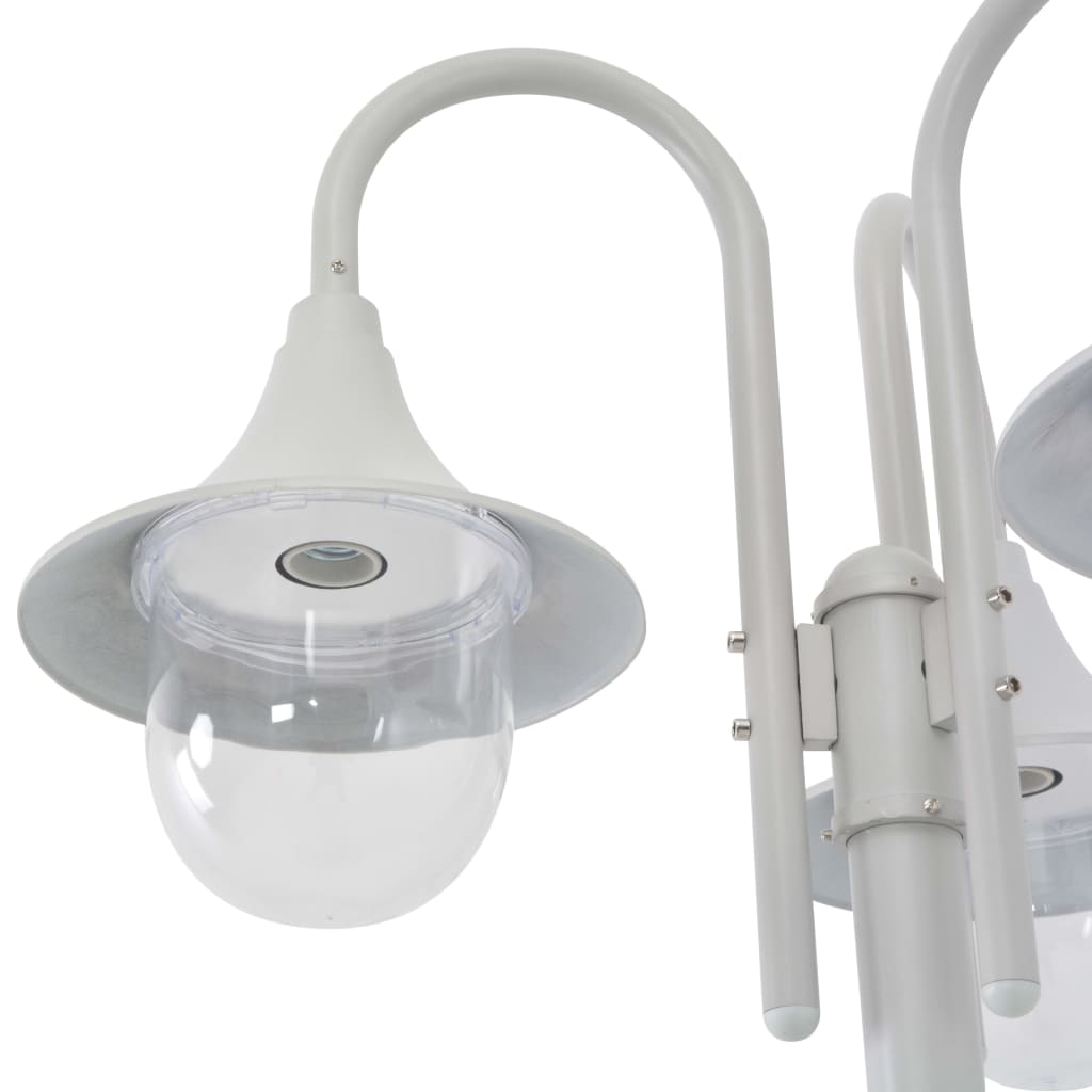 Lampadaire de jardin E27 220 cm Aluminium 3 lanternes Blanc