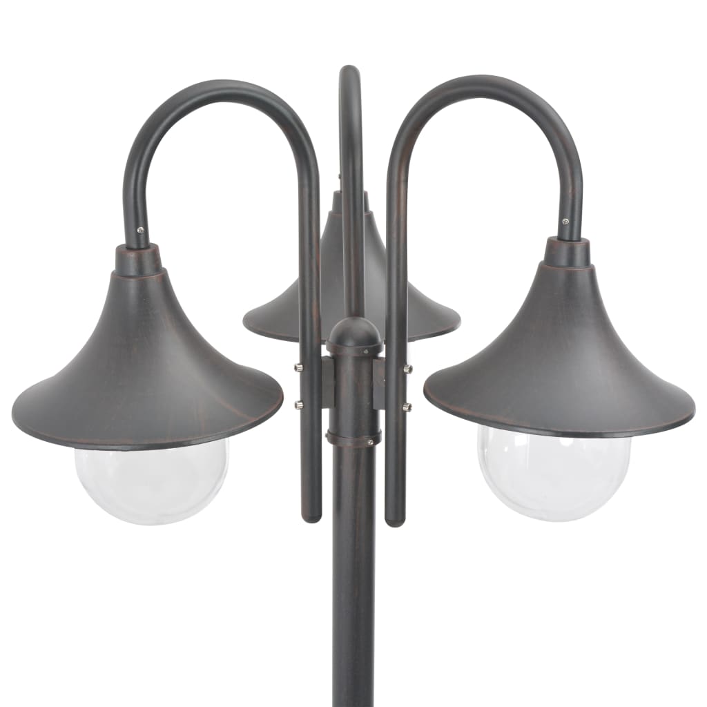 Lampadaire de jardin E27 220 cm Aluminium 3 lanternes Bronze