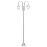 Lampadaire de jardin E27 220 cm Aluminium 2 lanternes Blanc