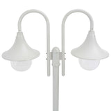 Lampadaire de jardin E27 220 cm Aluminium 2 lanternes Blanc