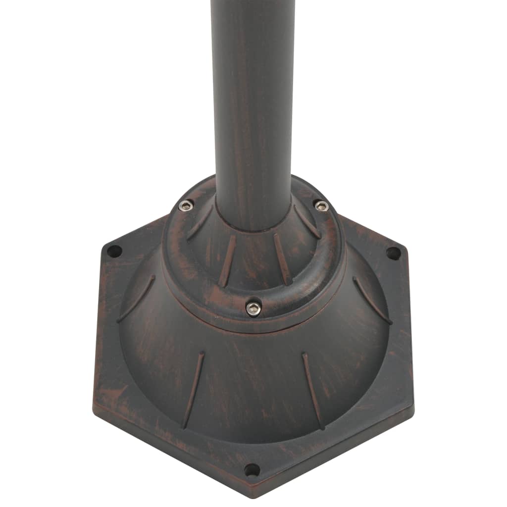 Lampadaire de jardin E27 220 cm Aluminium 2 lanternes Bronze