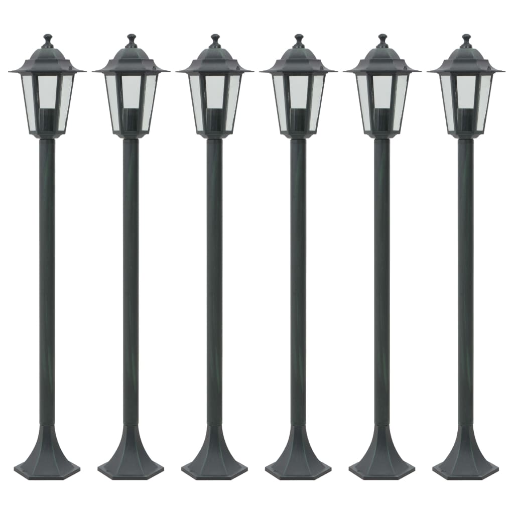 Lampe de jardin à piquet 6 pcs E27 110 cm Aluminium Vert foncé