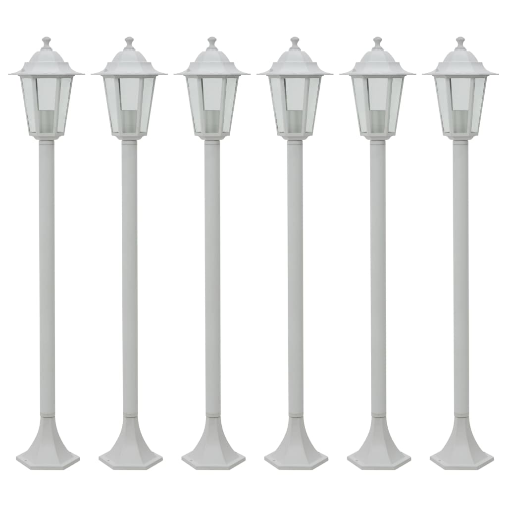 Lampe de jardin à piquet 6 pcs E27 110 cm Aluminium Blanc