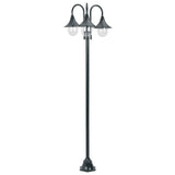 Garden lamp E27 220cm Aluminum 3 lanterns Dark green