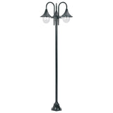 Garden lamp E27 220cm Aluminum 3 lanterns Dark green