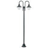 Lampadaire de jardin E27 220cm Aluminium 2 lanternes Vert foncé