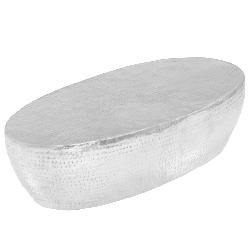 Hammered Coffee Table Silver 100x50x28 cm Aluminum