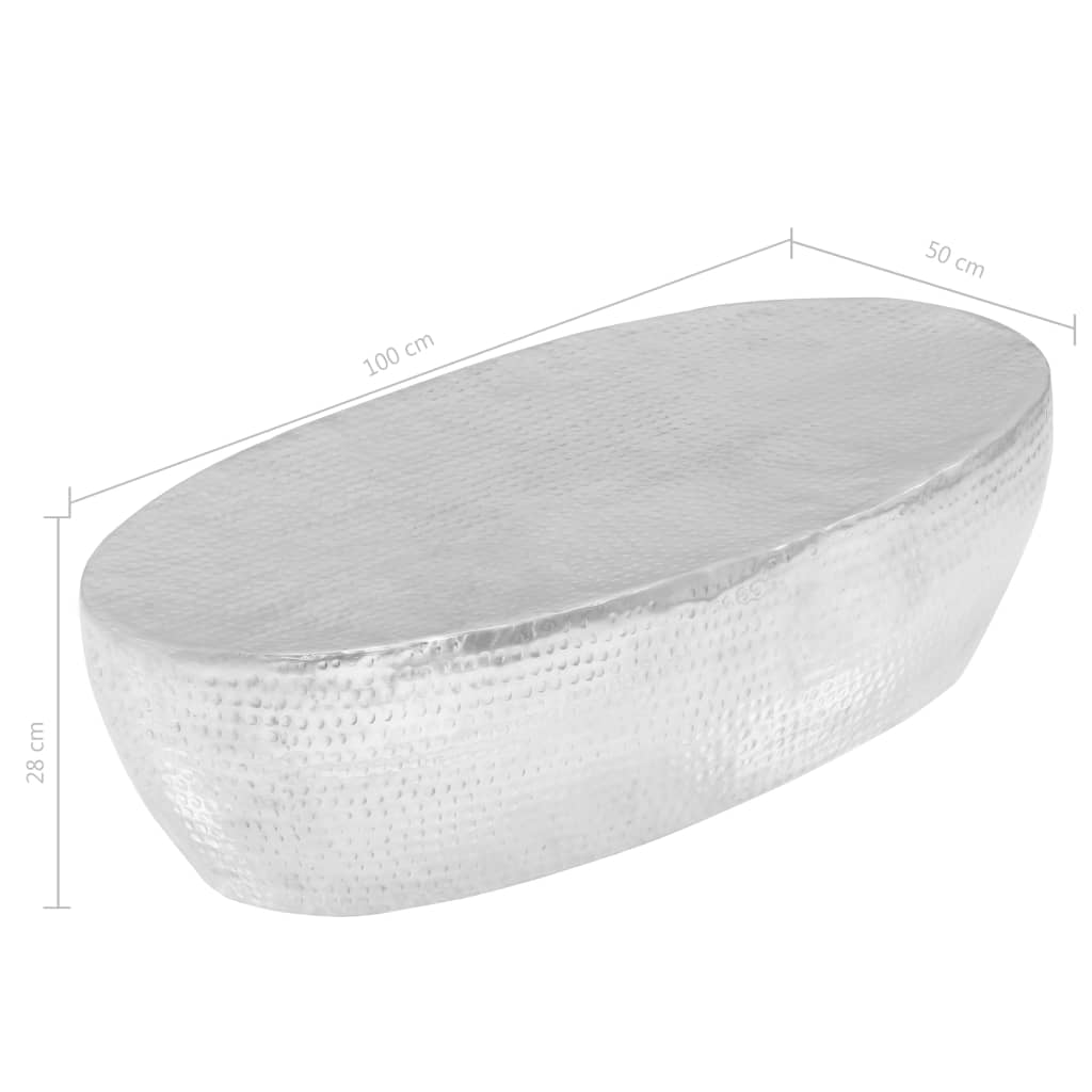 Hammered Coffee Table Silver 100x50x28 cm Aluminum