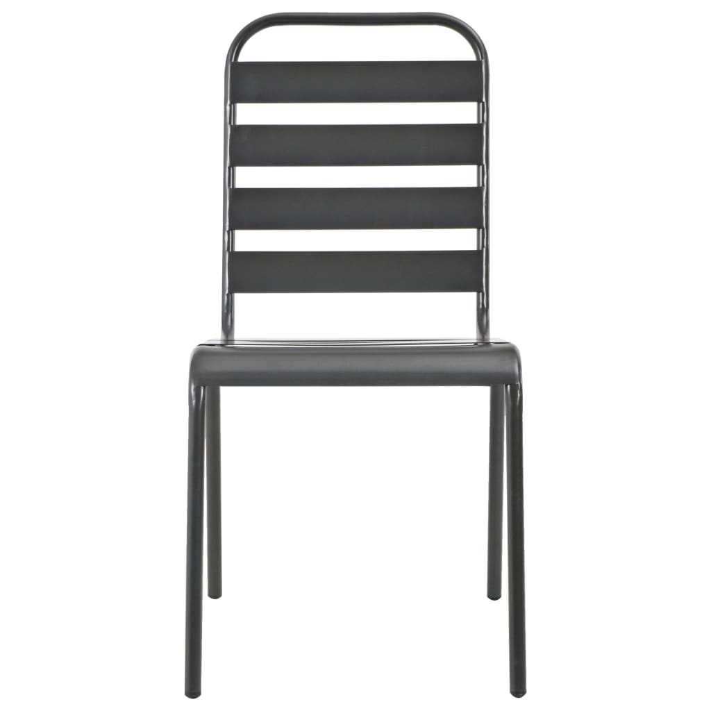 Chaises empilables de d'extérieur lot de 2 Acier Gris