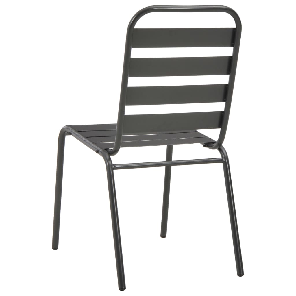 Chaises empilables de d'extérieur lot de 2 Acier Gris