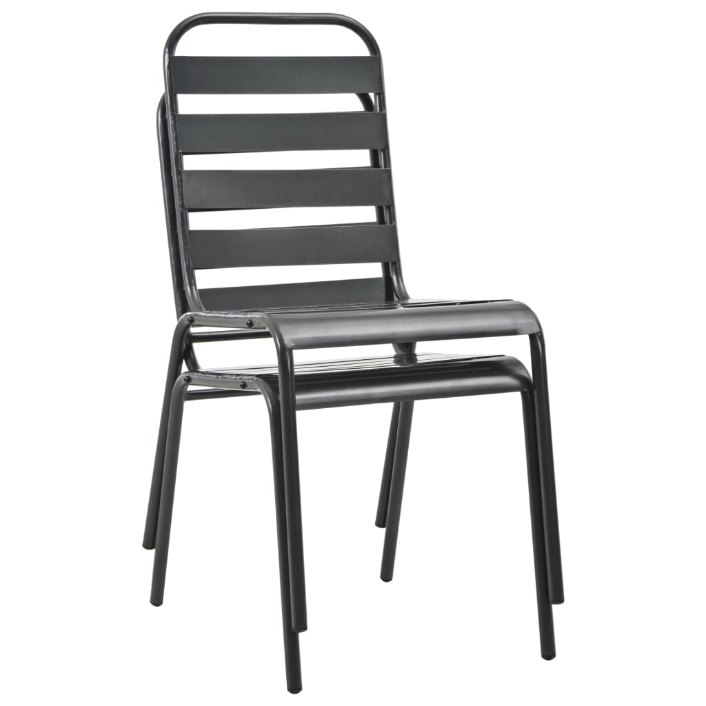 Chaises empilables de d'extérieur lot de 2 Acier Gris