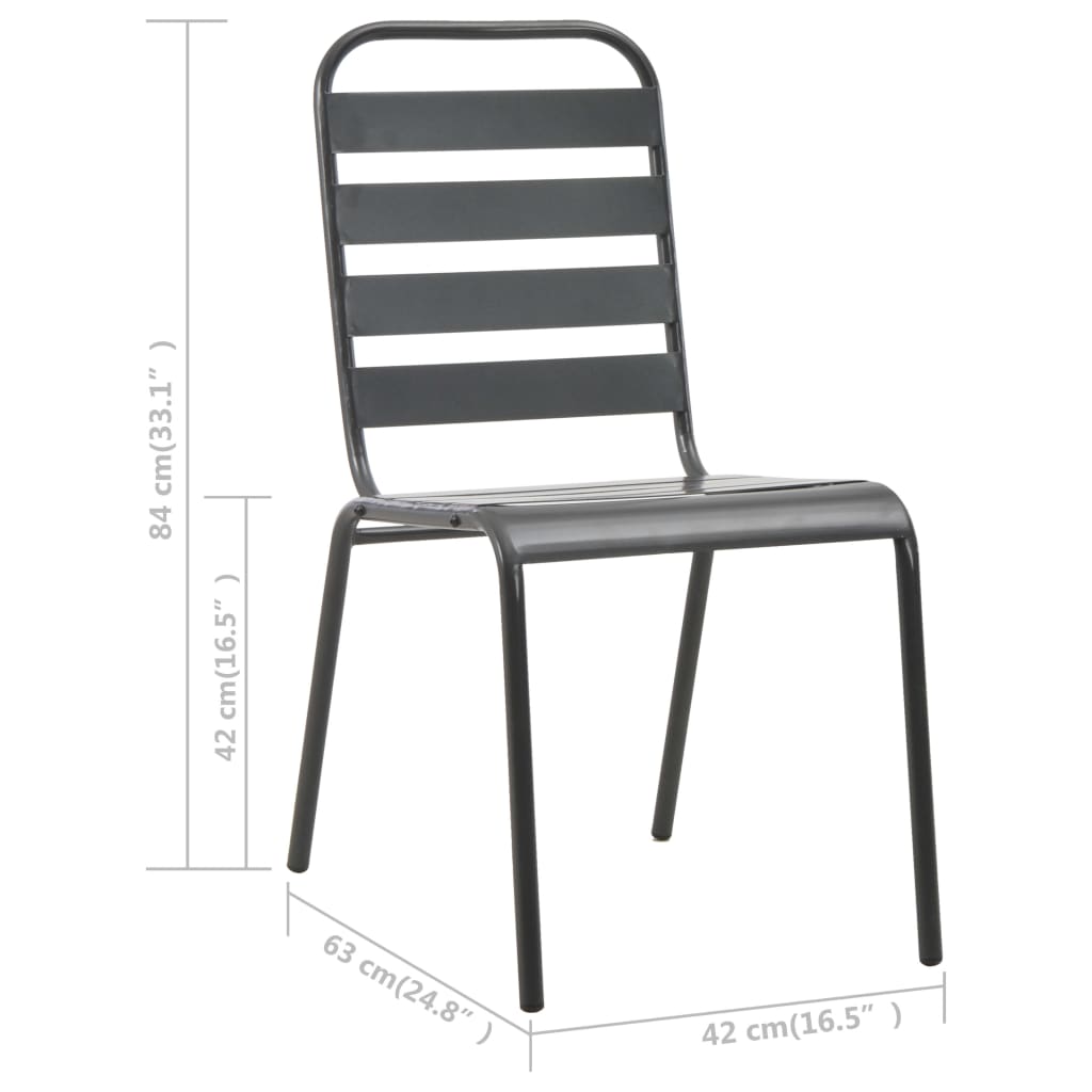 Chaises empilables de d'extérieur lot de 2 Acier Gris