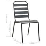 Chaises empilables de d'extérieur lot de 2 Acier Gris