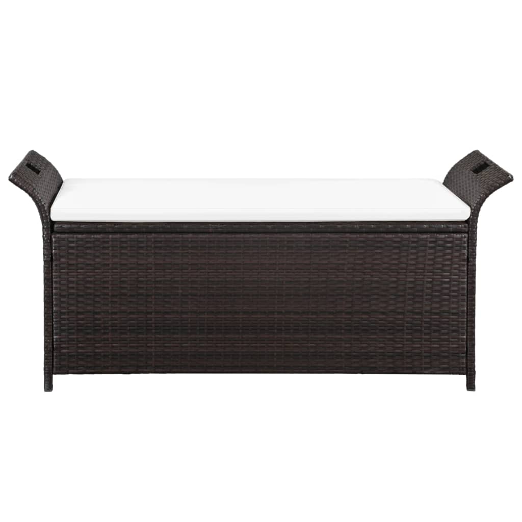 Banc de jardin avec coussin 138 cm Résine tressée Marron