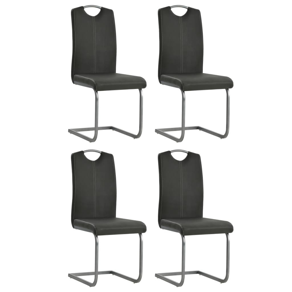 Cantilever dining chairs set of 4 gray faux leather