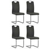 Cantilever dining chairs set of 4 gray faux leather