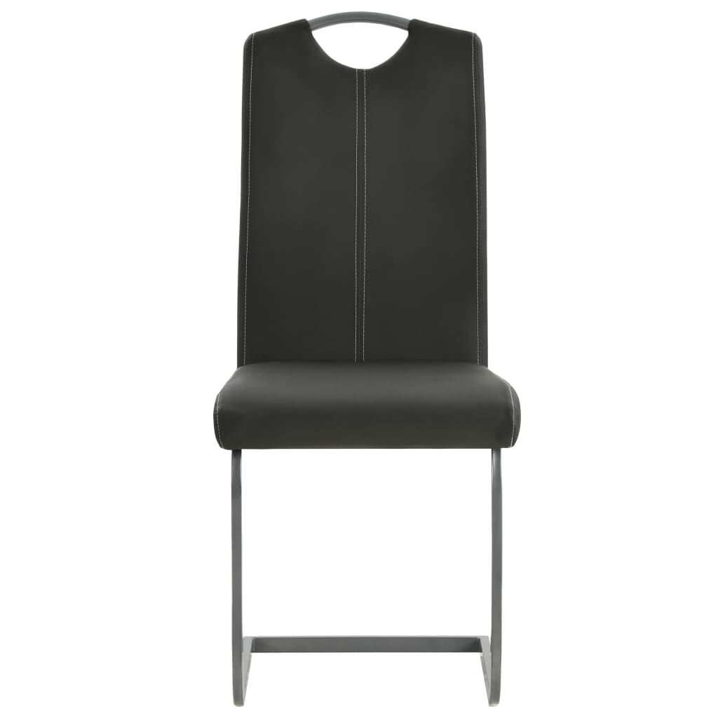 Cantilever dining chairs set of 4 gray faux leather