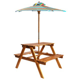 Table à pique-nique et parasol enfants 79x90x60cm Acacia solide