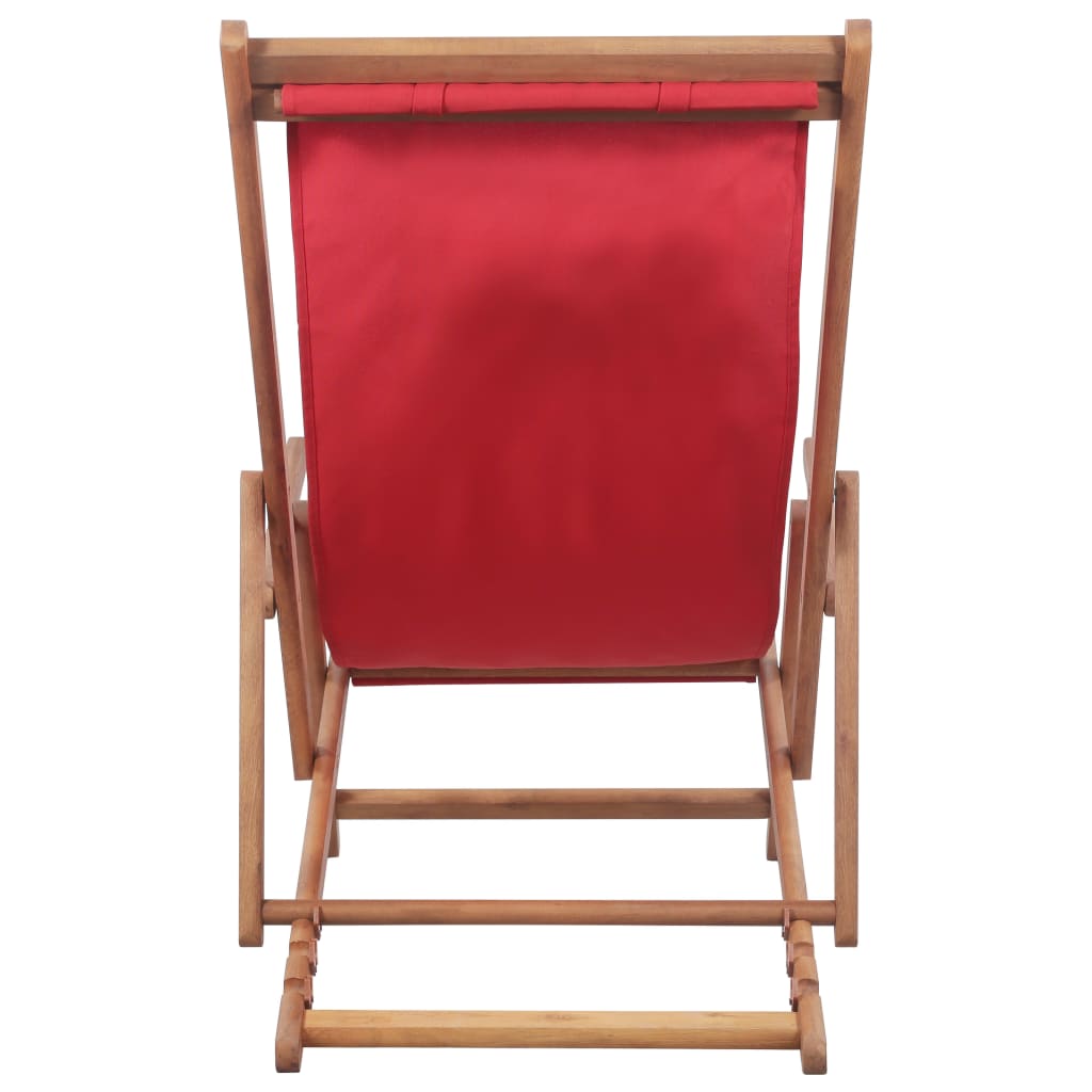 Chaise pliable de plage Tissu et cadre en bois Rouge