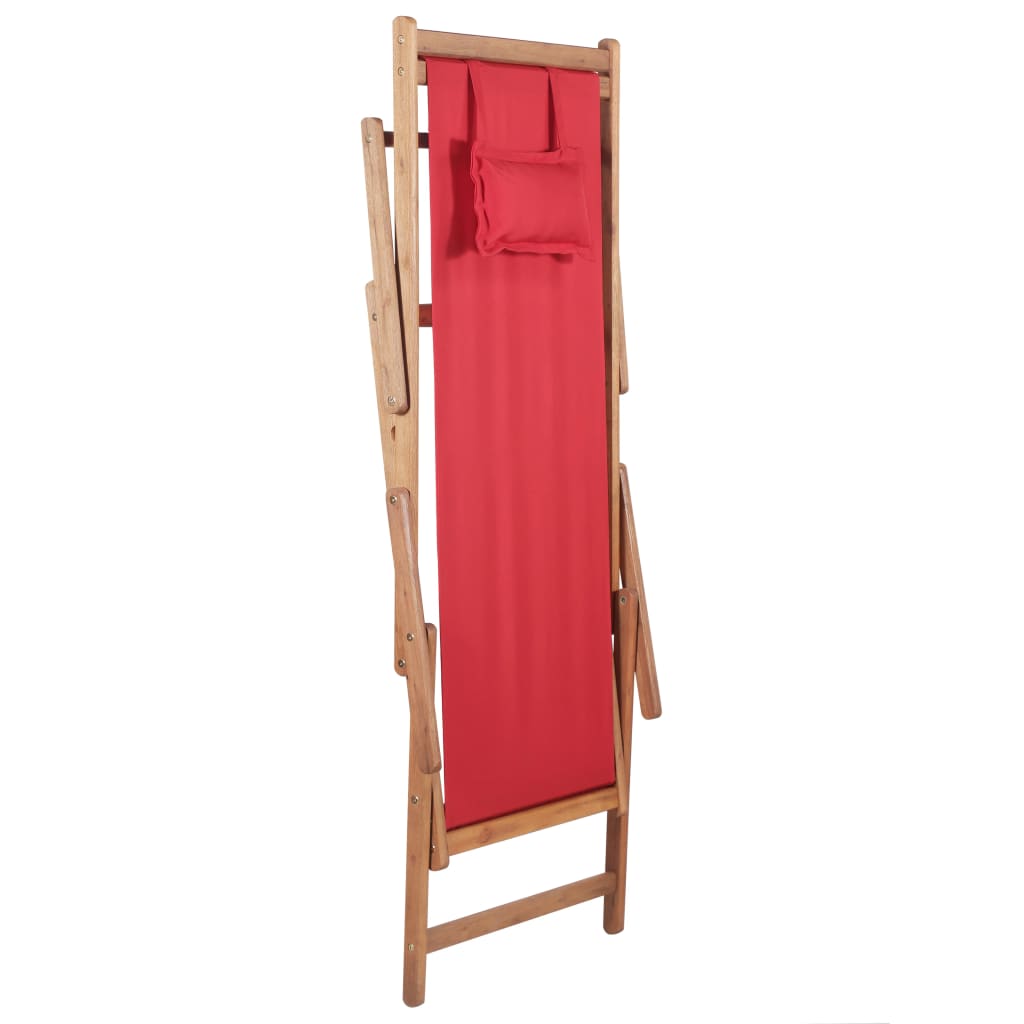 Chaise pliable de plage Tissu et cadre en bois Rouge