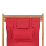 Chaise pliable de plage Tissu et cadre en bois Rouge