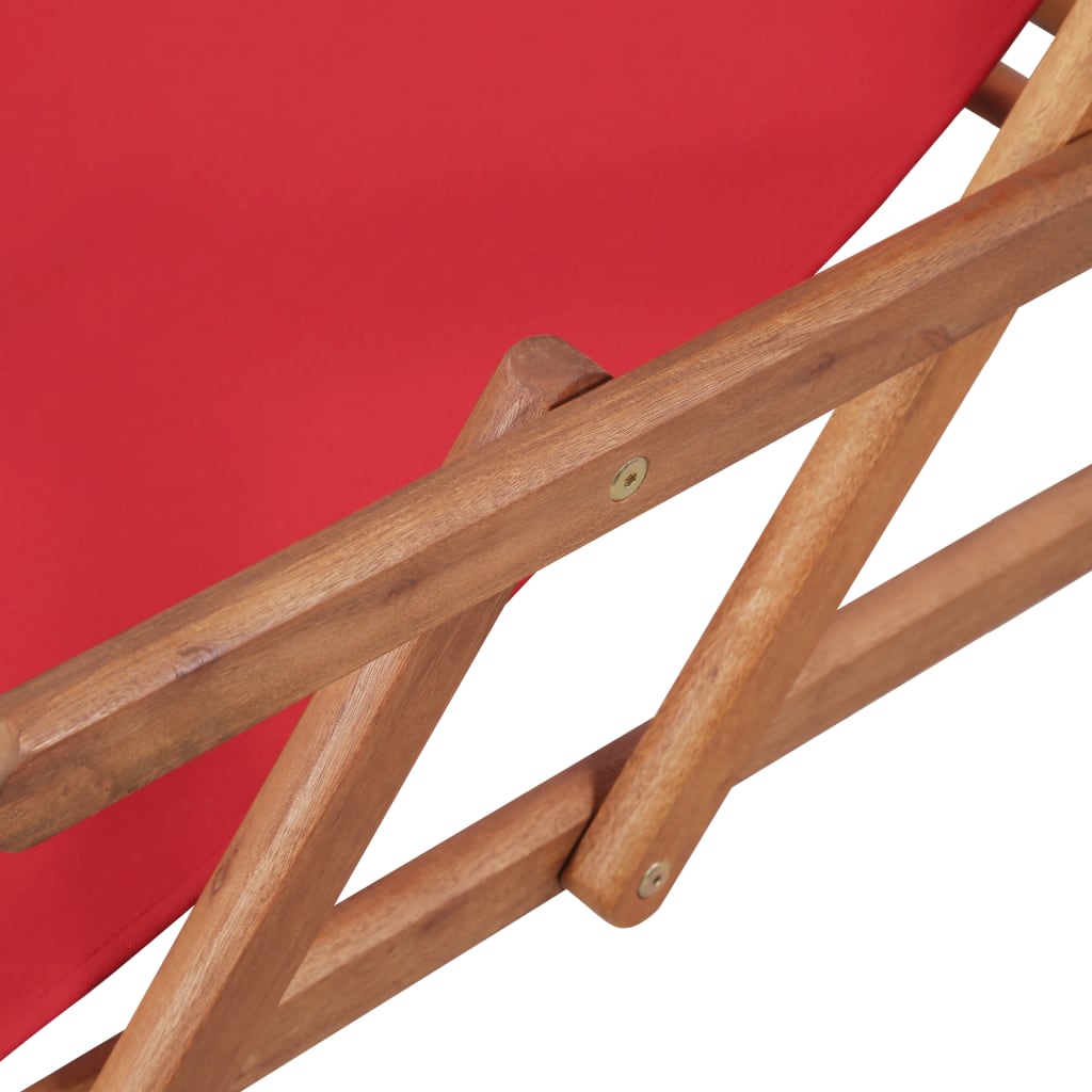 Chaise pliable de plage Tissu et cadre en bois Rouge