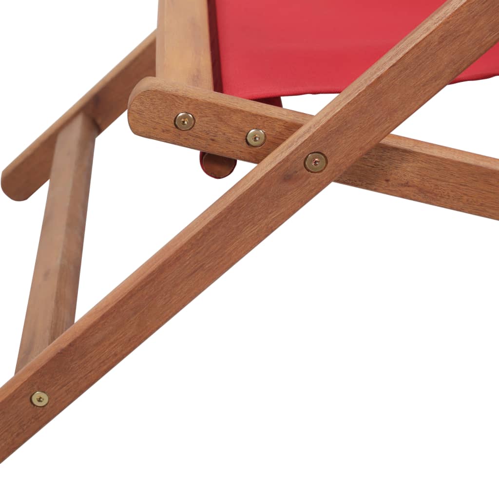 Chaise pliable de plage Tissu et cadre en bois Rouge