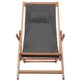 Chaise pliable de plage Tissu et cadre en bois Gris