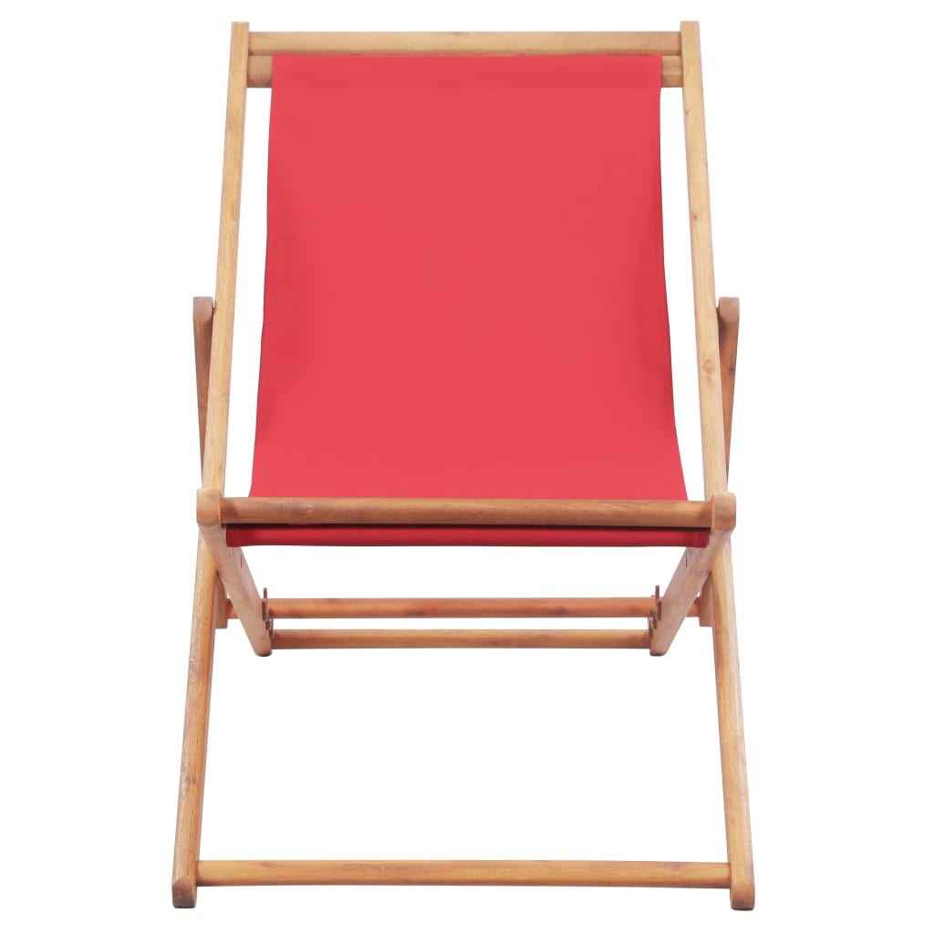 Chaise pliable de plage Tissu et cadre en bois Rouge