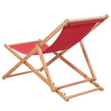 Chaise pliable de plage Tissu et cadre en bois Rouge