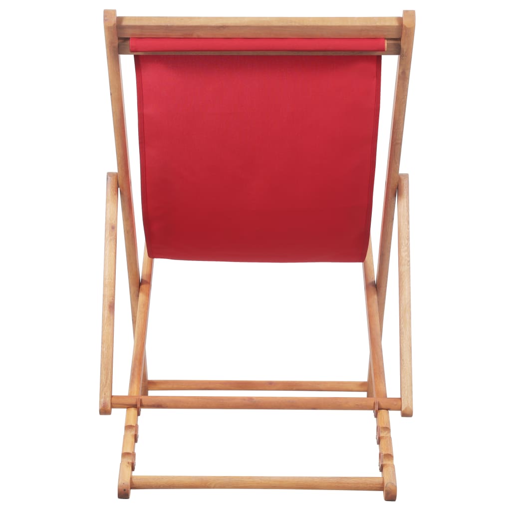 Chaise pliable de plage Tissu et cadre en bois Rouge