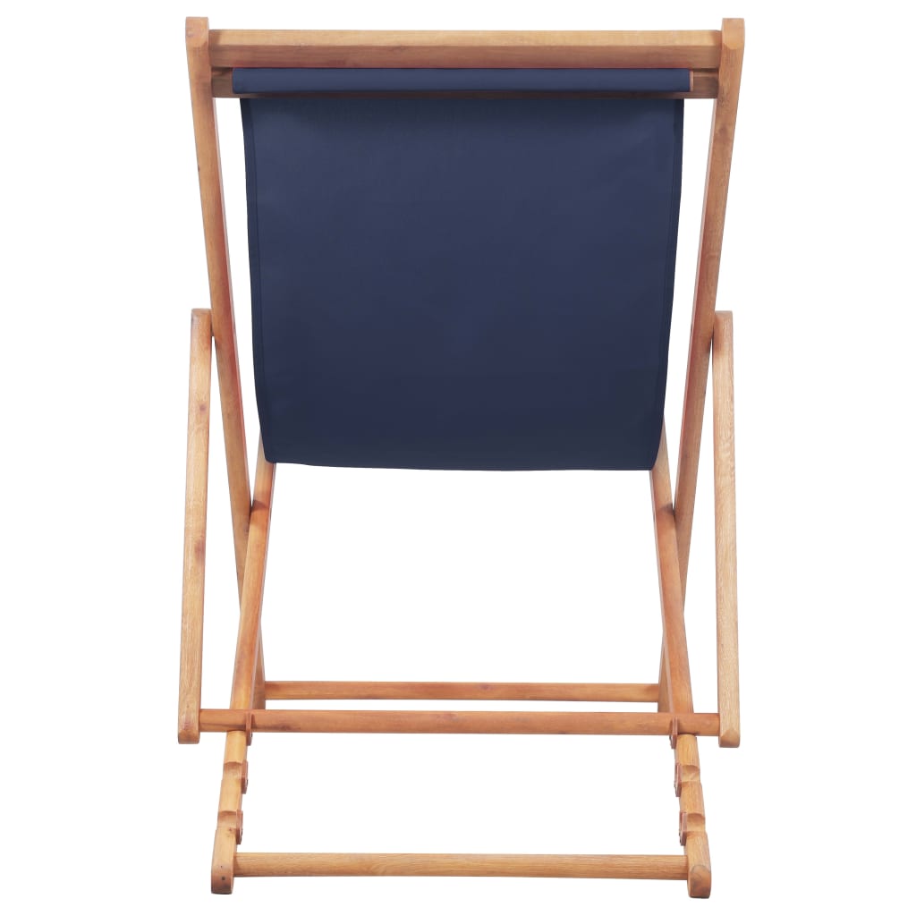 Chaise pliable de plage Tissu et cadre en bois Bleu