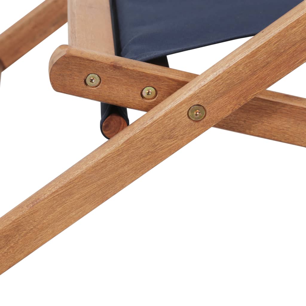 Chaise pliable de plage Tissu et cadre en bois Bleu