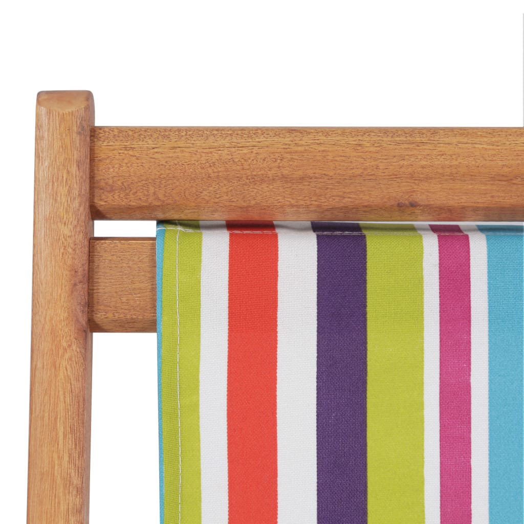 Chaise pliable de plage Tissu et cadre en bois Multicolore