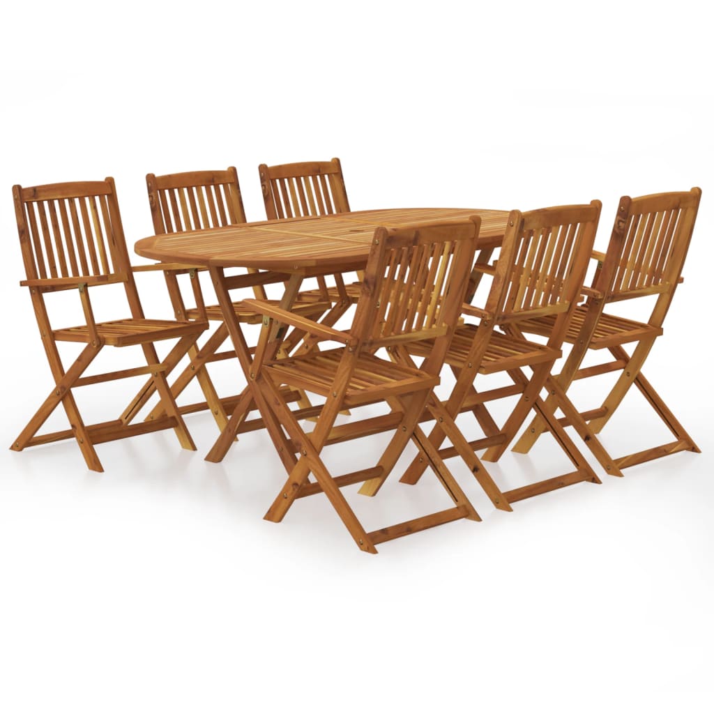 7pcs Folding Outdoor Dining Set Solid Acacia Wood