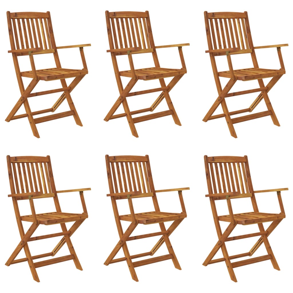 7pcs Folding Outdoor Dining Set Solid Acacia Wood