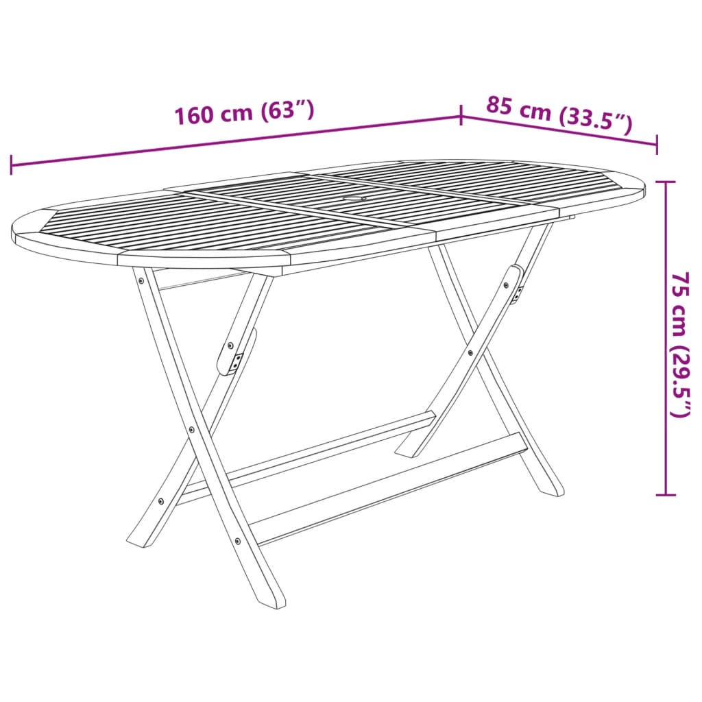 7pcs Folding Outdoor Dining Set Solid Acacia Wood