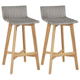 Bar stools set of 2 solid acacia wood