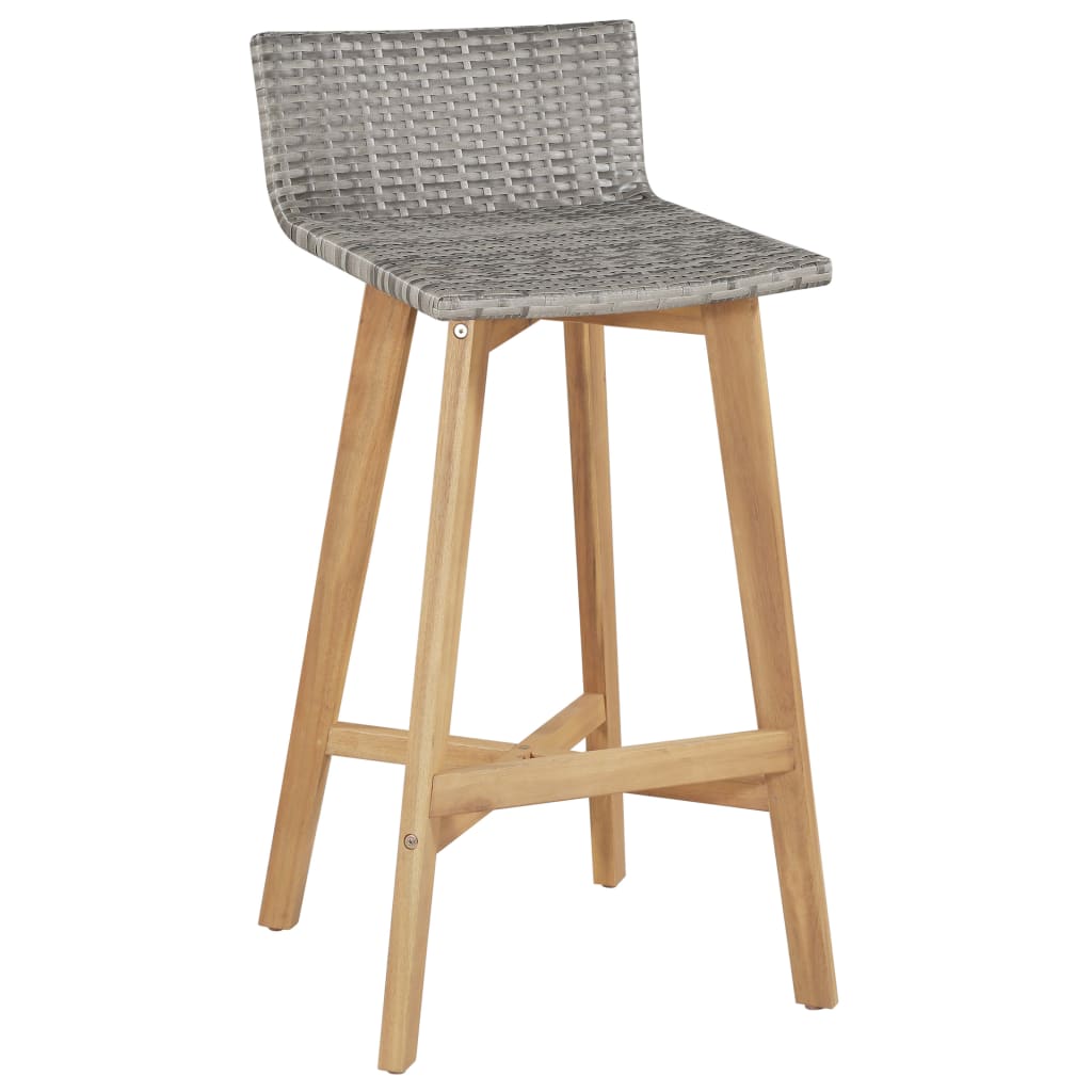 Bar stools set of 2 solid acacia wood