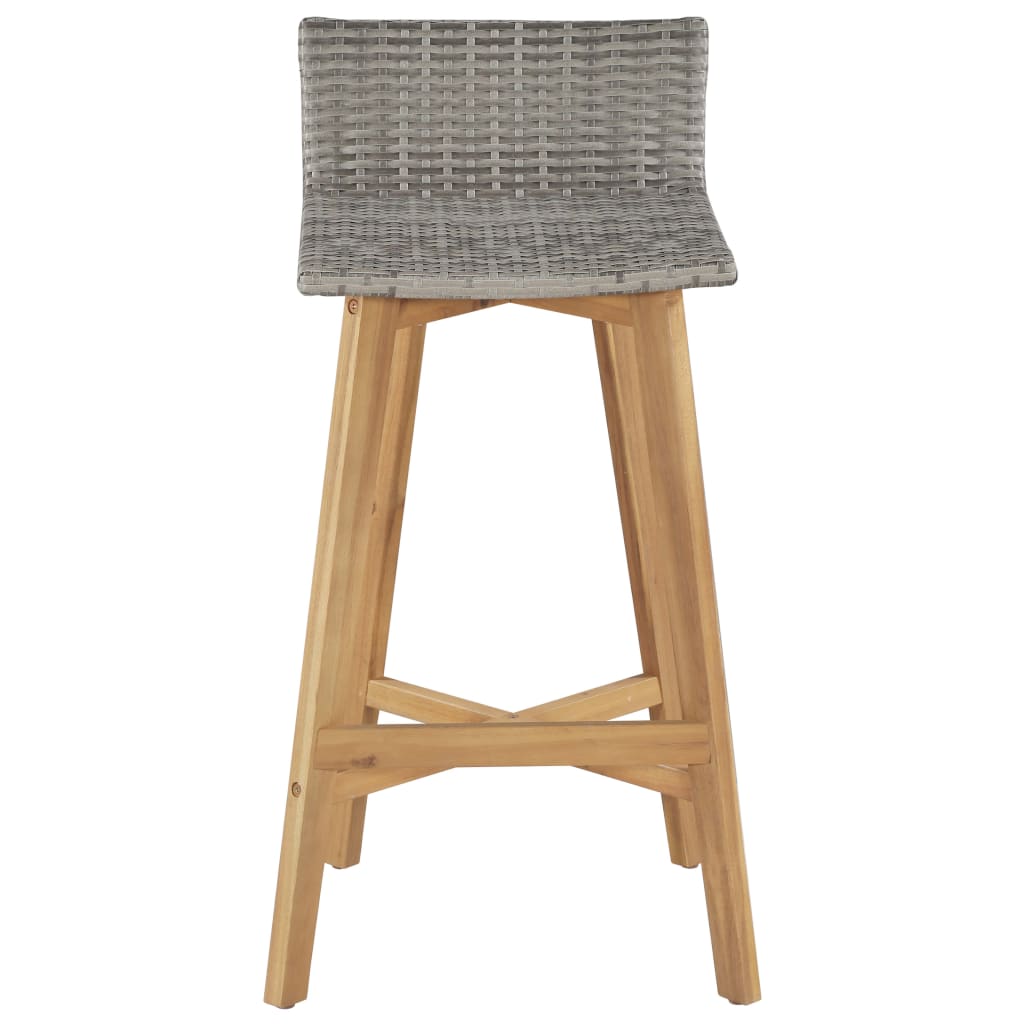 Bar stools set of 2 solid acacia wood