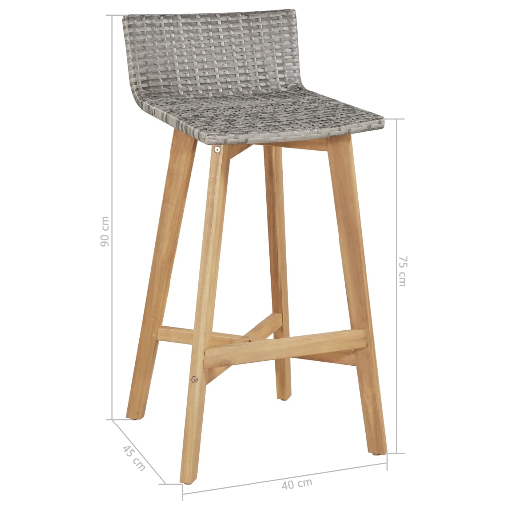 Tabourets de bar lot de 2 bois d'acacia solide