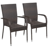 Chaises empilables d'extérieur lot de 2 Résine tressée Marron