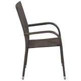 Chaises empilables d'extérieur lot de 2 Résine tressée Marron