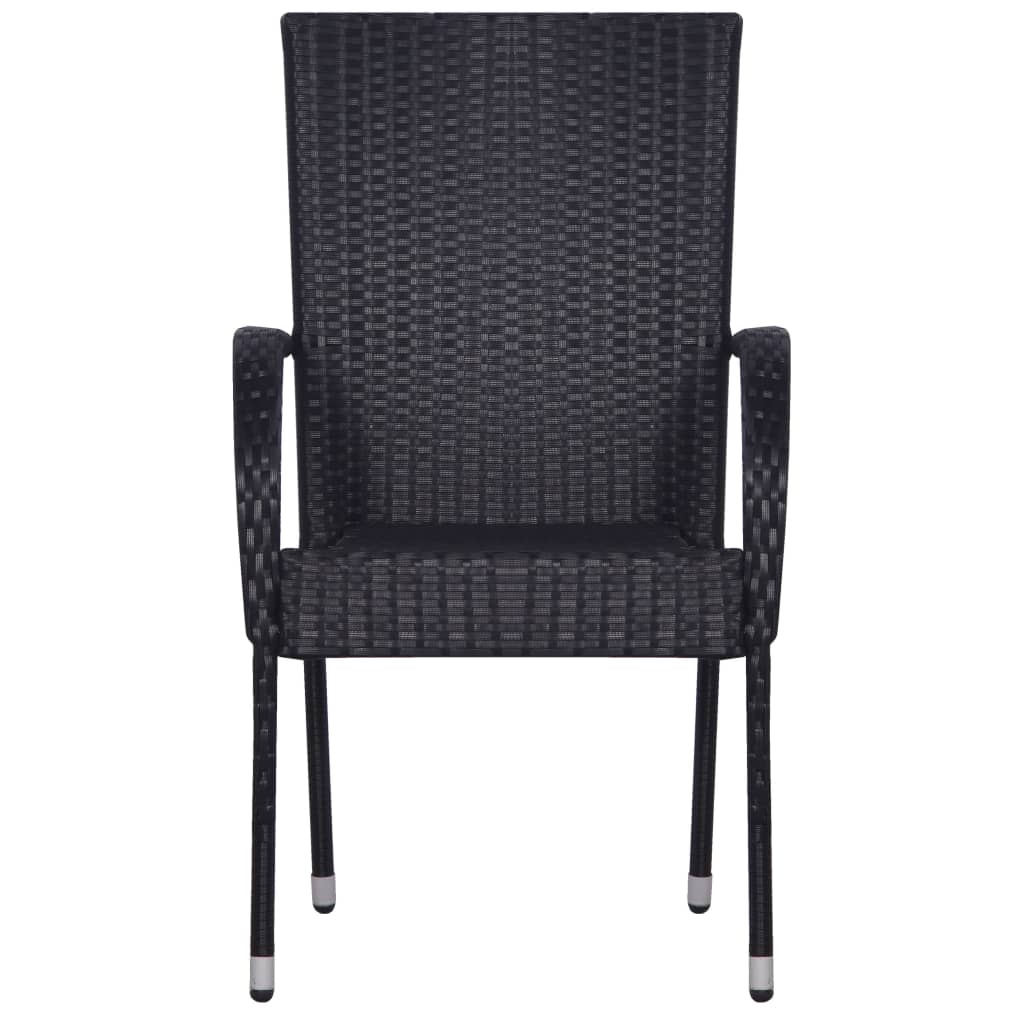 Chaises empilables d'extérieur lot de 2 Résine tressée Noir