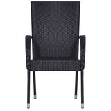 Chaises empilables d'extérieur lot de 2 Résine tressée Noir