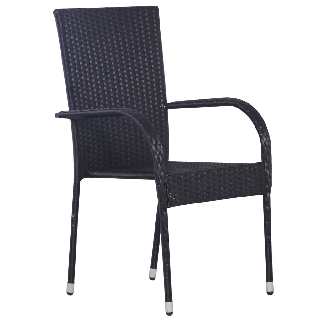 Chaises empilables d'extérieur lot de 2 Résine tressée Noir