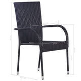 Chaises empilables d'extérieur lot de 2 Résine tressée Noir